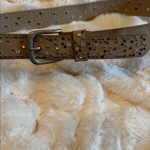 BKE Light Taupe Studded Leather Women's Belt